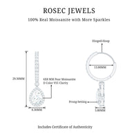Certified Moissanite Teardrop Earrings with Hinged Hoop