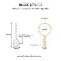 Certified Moissanite Teardrop Earrings with Hinged Hoop
