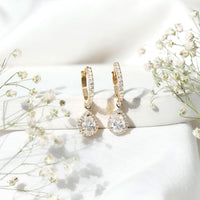 Certified Moissanite Teardrop Earrings with Hinged Hoop