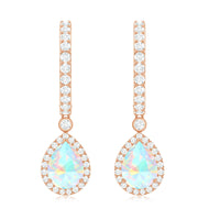 Real 1.4 Carat Ethiopian Opal Teardrop Hoop Earrings with Certificate