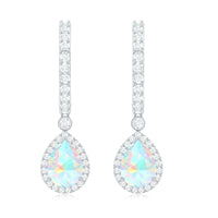Real 1.4 Carat Ethiopian Opal Teardrop Hoop Earrings with Certificate