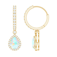 Real 1.4 Carat Ethiopian Opal Teardrop Hoop Earrings with Certificate
