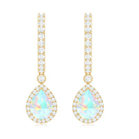 Real 1.4 Carat Ethiopian Opal Teardrop Hoop Earrings with Certificate