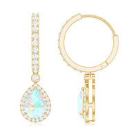 Real 1.4 Carat Ethiopian Opal Teardrop Hoop Earrings with Certificate