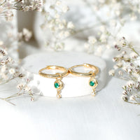 Certified Lab Grown Emerald and Diamond Drop Hoop Earrings