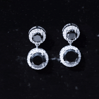 Natural Black Onyx and Moissanite Dangling Earrings