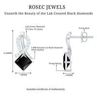 Lab Grown Black Diamond Minimal Stud Earrings With Screw Back