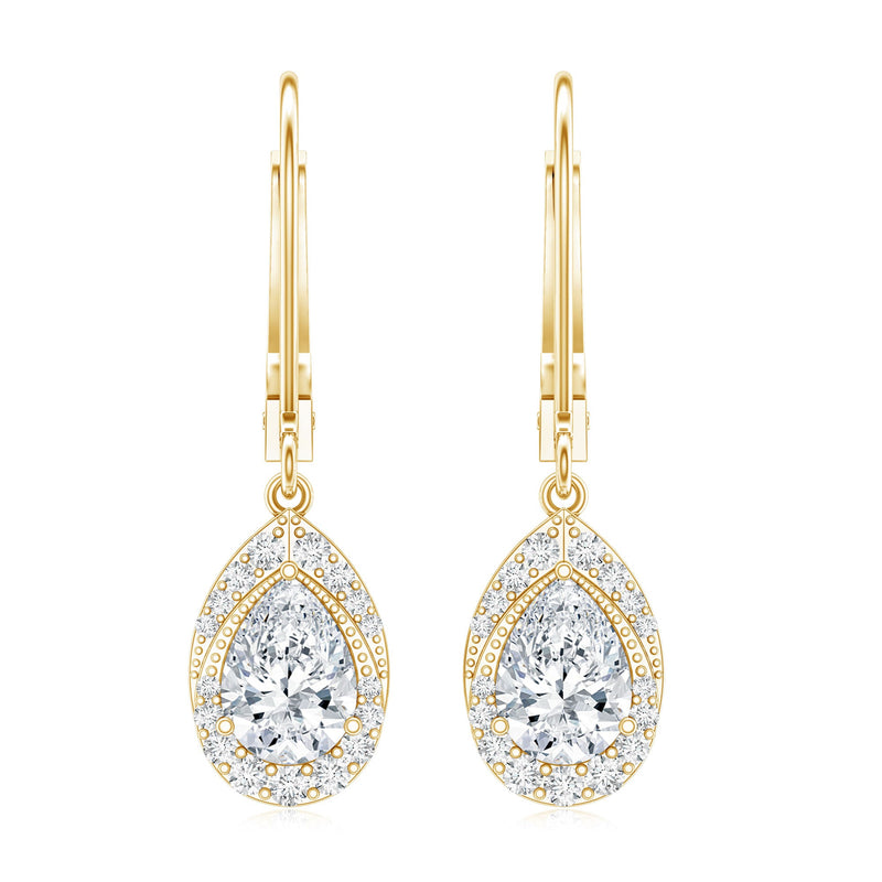 Lab grown diamond drop dangle earrings with lever back closure by Rosec Jewels, featuring sparkling diamond accents and elegant design.