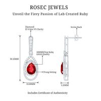 Classic Lab Grown Ruby Teardrop Earrings