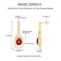 Classic Lab Grown Ruby Teardrop Earrings