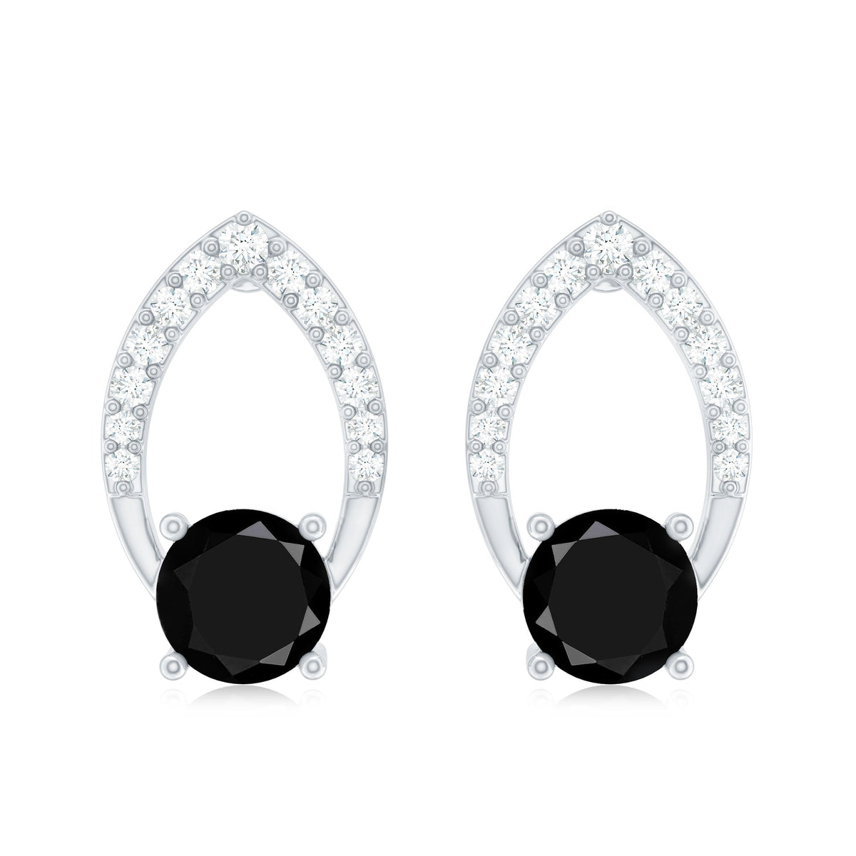 Lab Grown Black Diamond Minimalist Stud Earrings With Screw Back