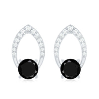 Lab Grown Black Diamond Minimalist Stud Earrings With Screw Back