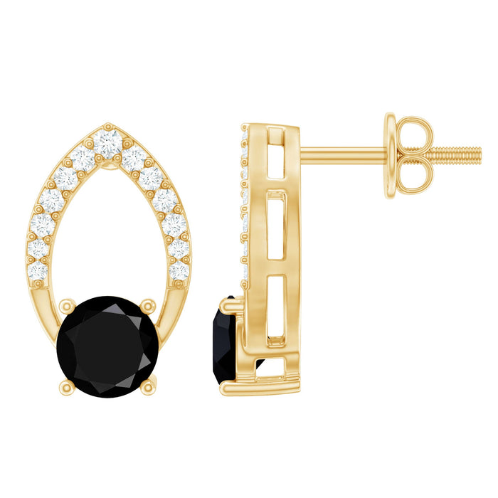 Lab grown black diamond stud earrings with screw back, minimalist jewelry by Rosec Jewels, featuring sleek, elegant earring design.