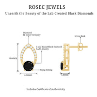 Lab Grown Black Diamond Minimalist Stud Earrings With Screw Back