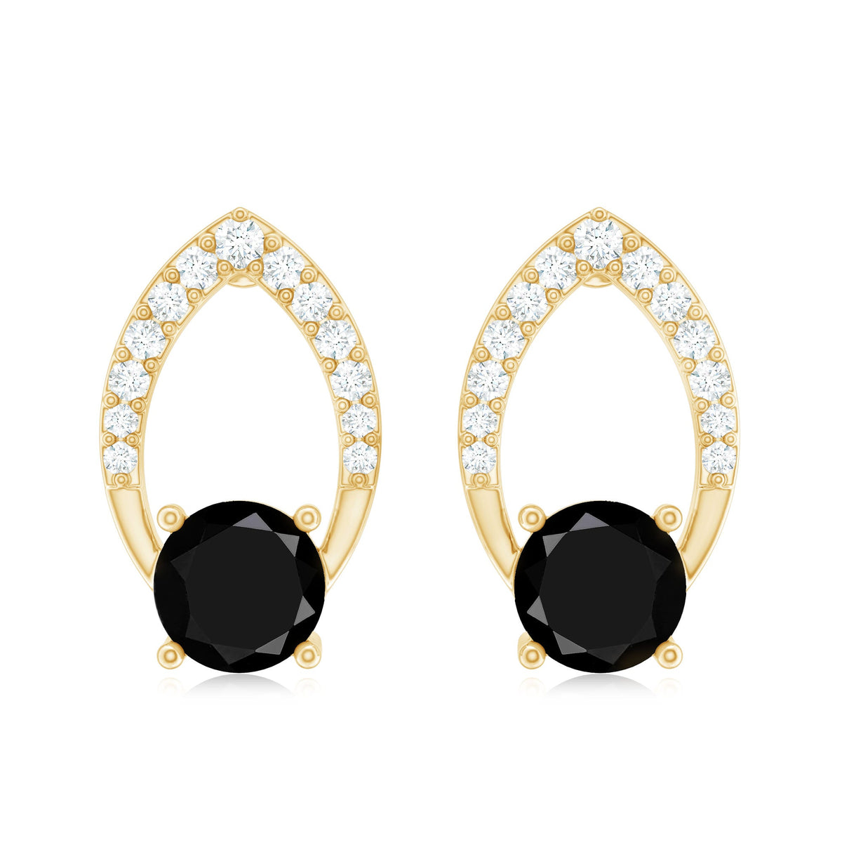 Lab Grown Black Diamond Minimalist Stud Earrings With Screw Back