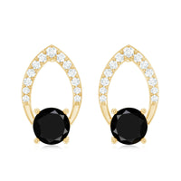 Lab Grown Black Diamond Minimalist Stud Earrings With Screw Back