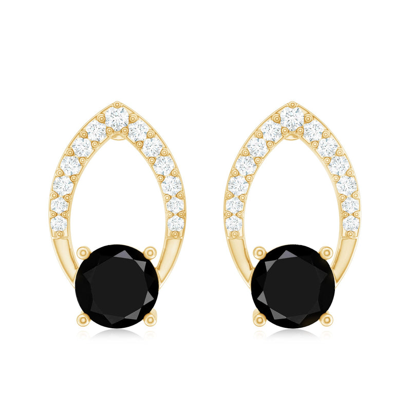 Lab grown black diamond stud earrings with screw back by Rosec Jewels, minimalist design, set in sterling silver.
