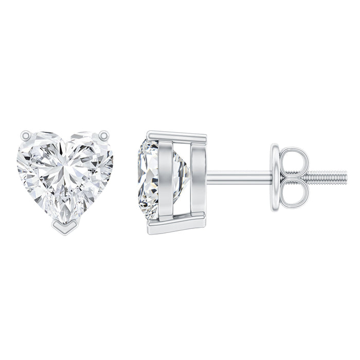 Rosec Jewels 1 Carat lab-grown diamond heart stud earrings in 14K gold-plated silver, featuring sparkling diamond hearts.