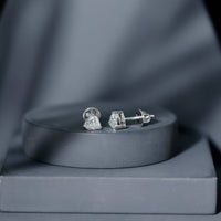 1 Carat Lab Grown Diamond Heart Stud Earrings in 14K Gold Plated Silver
