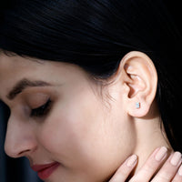 Lab Grown Diamond Emerald Cut Stud Earrings in Silver