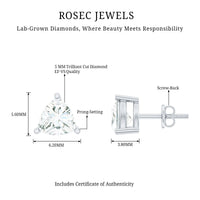 Trilliant Cut 5 MM Lab Grown Diamond Solitaire Stud Earrings