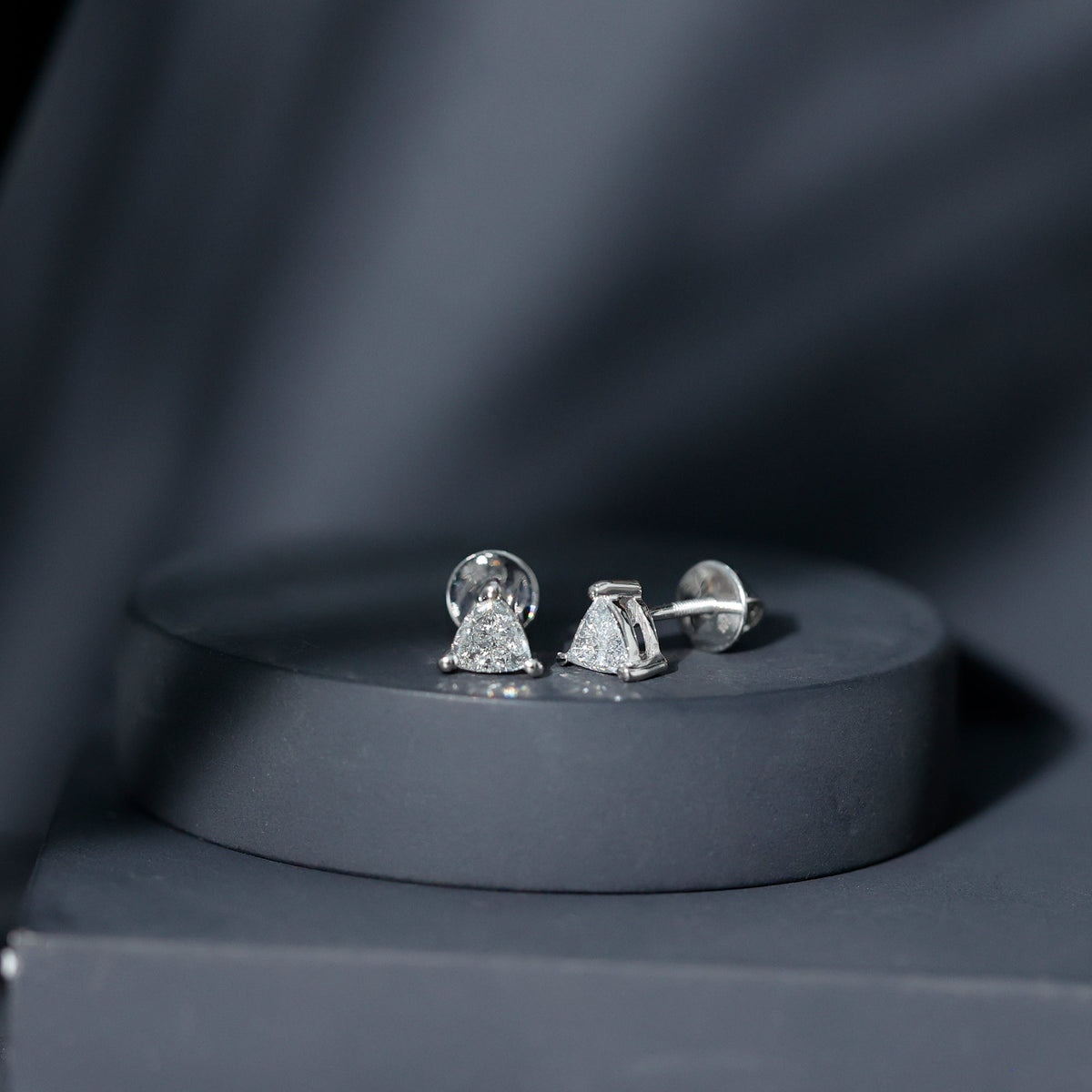 Trilliant Cut 5 MM Lab Grown Diamond Solitaire Stud Earrings