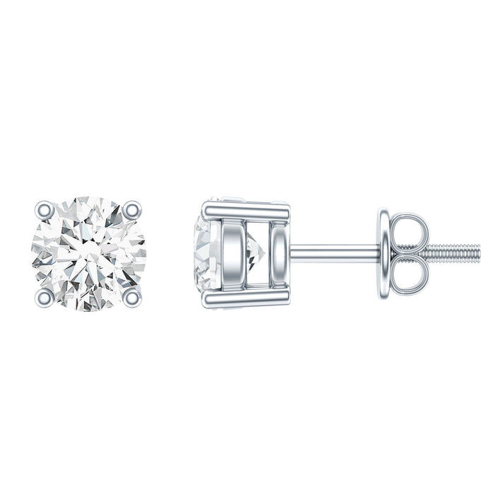 Rosec Jewels cubic zirconia half carat stud earrings with screw back, showcasing sparkling earrings on a white background.