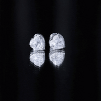 Certified 4 Carat Cubic Zirconia Heart Stud Earrings For Women