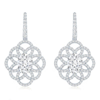 Certified 2.58 Carat Oval Cubic Zirconia Statement Flower Earrings for Women