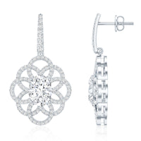 Certified 2.58 Carat Oval Cubic Zirconia Statement Flower Earrings for Women