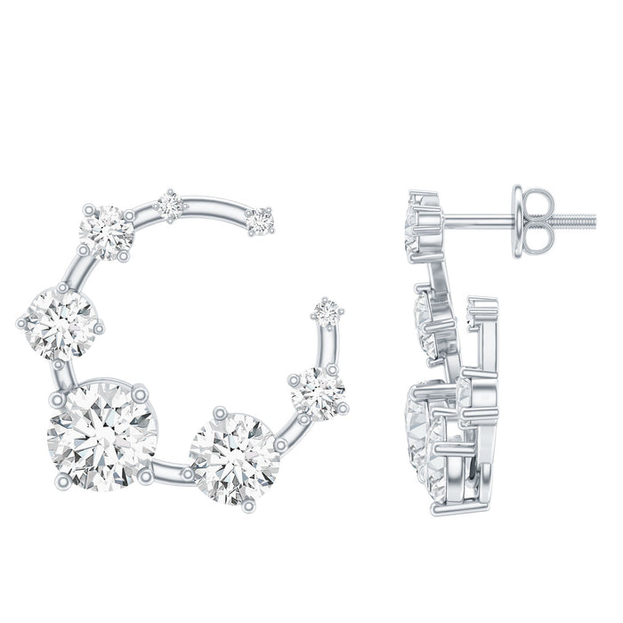 Rosec Jewels cubic zirconia big stud earrings with screw back closure, sparkling gemstone design on shiny metal posts