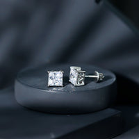 Cubic Zirconia 7 MM Princess Cut Earrings in Silver