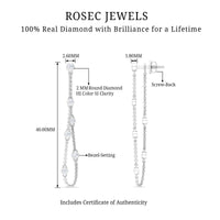 Bezel set real diamond chain earrings by Rosec Jewels featuring sparkling diamonds and elegant chain design.