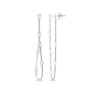Bezel set real diamond chain earrings by Rosec Jewels, featuring sparkling diamonds on elegant metal chains.