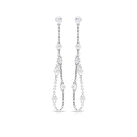 Bezel set real diamond chain earrings by Rosec Jewels featuring sparkling diamonds and elegant chain design.