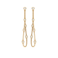 Bezel set real diamond chain earrings by Rosec Jewels featuring sparkling diamond accents and elegant chain design.