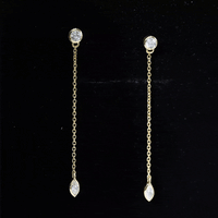 Certified Diamond Dangle Chain Earrings in Bezel Setting