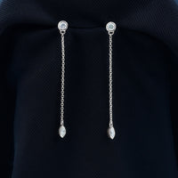 Certified Diamond Dangle Chain Earrings in Bezel Setting