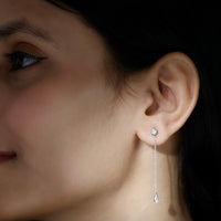 Certified Diamond Dangle Chain Earrings in Bezel Setting