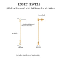Certified Diamond Dangle Chain Earrings in Bezel Setting