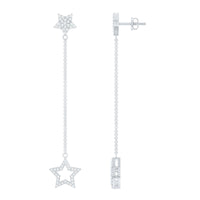 Certified Diamond Star Chain Earrings