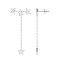 Natural Diamond Star Dangle Earrings