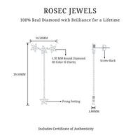 Natural Diamond Star Dangle Earrings