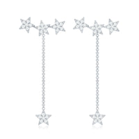 Natural Diamond Star Dangle Earrings