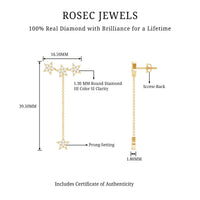 Natural Diamond Star Dangle Earrings
