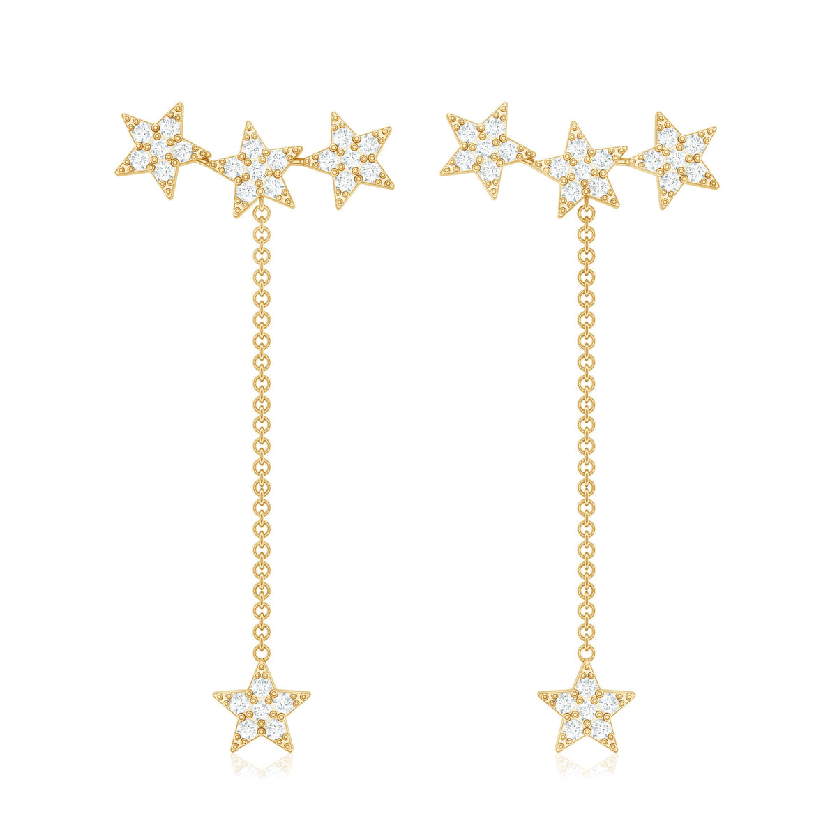 Natural Diamond Star Dangle Earrings