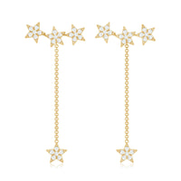 Natural Diamond Star Dangle Earrings