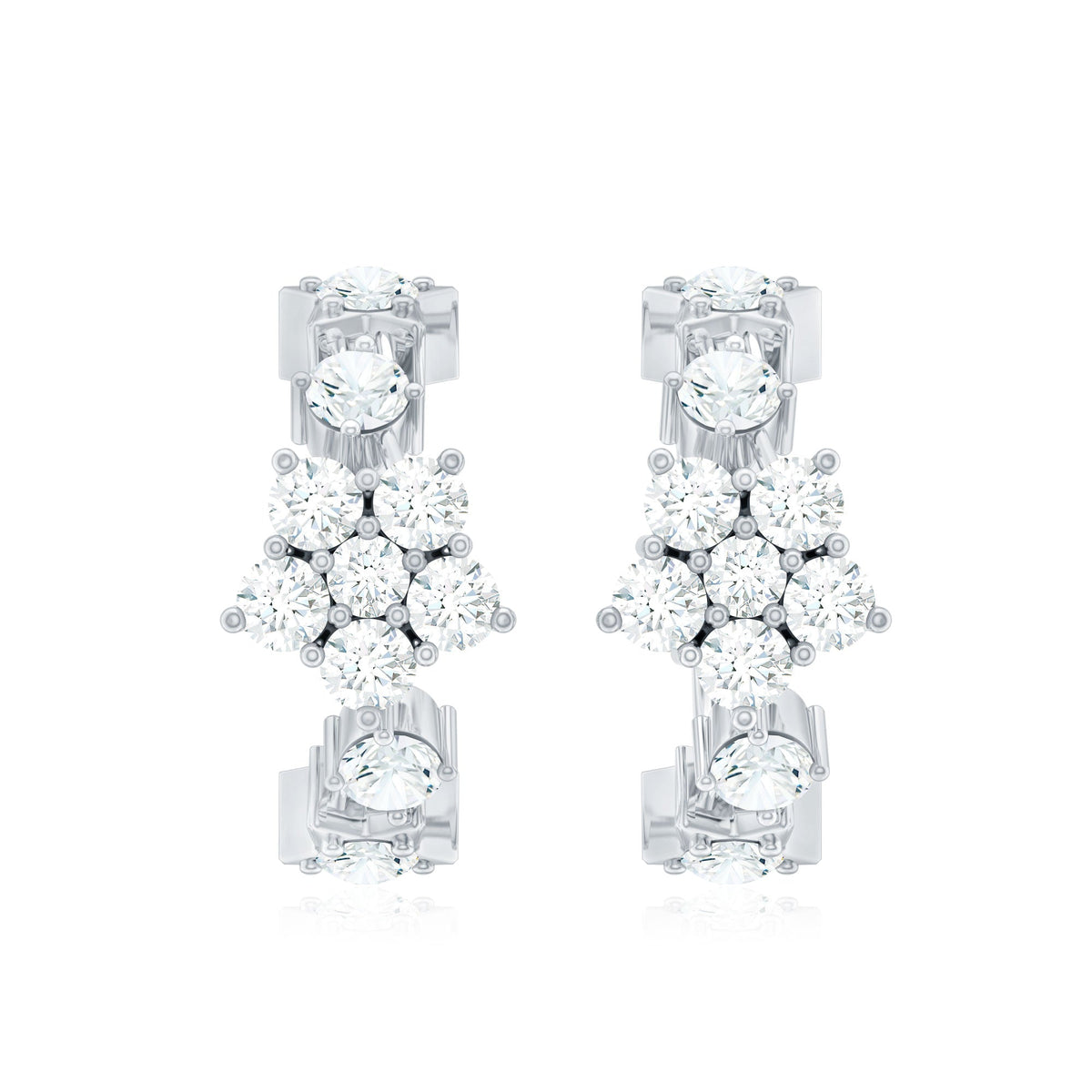 Certified Diamond Flower Hoop Earrings For Women