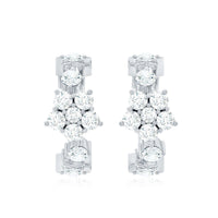 Certified Diamond Flower Hoop Earrings For Women