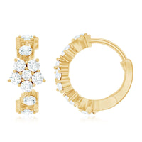 Certified Diamond Flower Hoop Earrings For Women